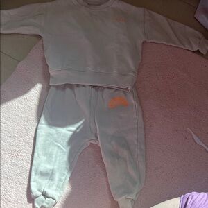 Kids Cream Joggers Set with Rainbow Detail